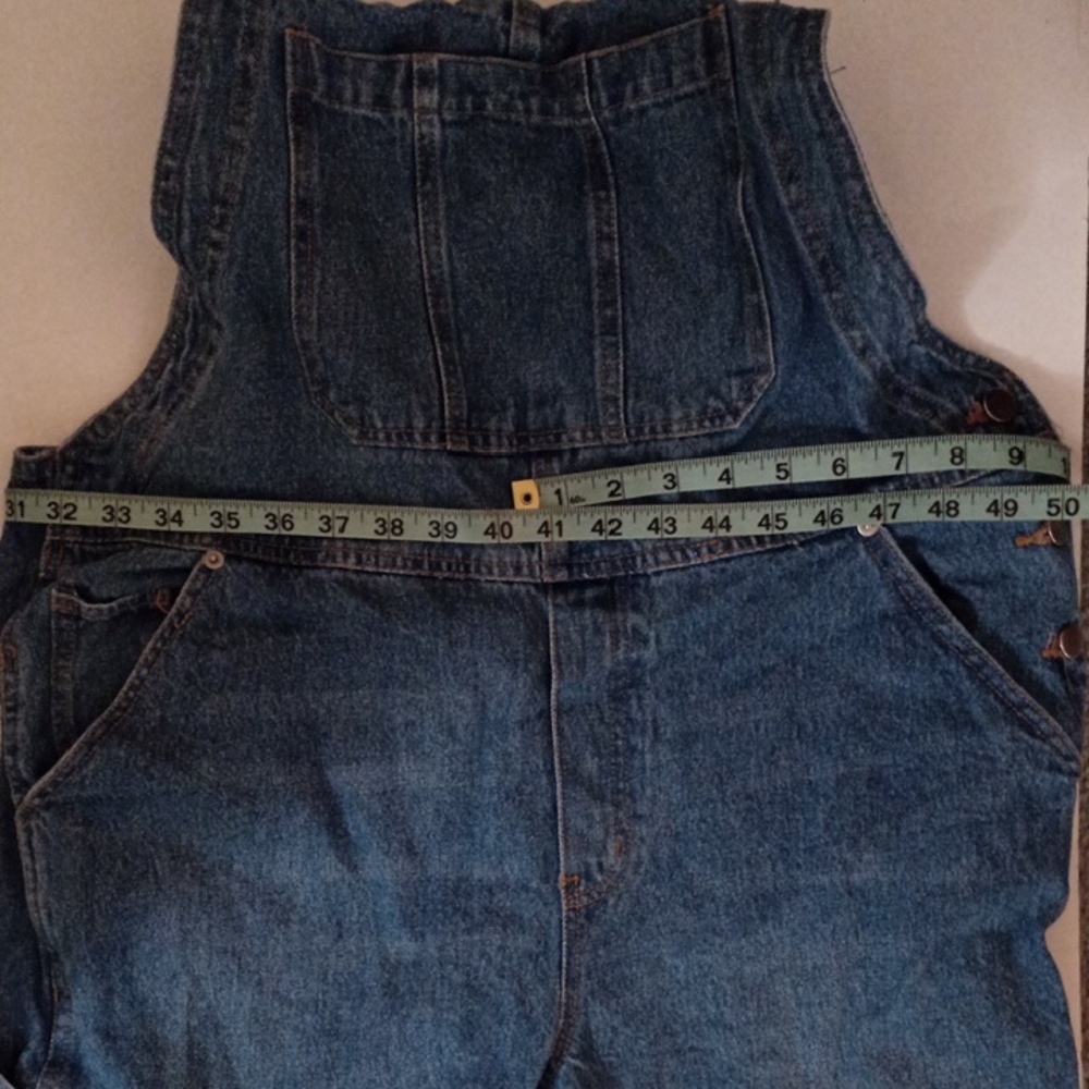 H&M Cotton Classic Blue Women's Denim Multi-Pocket Long Overalls O/S Pre-Loved - Picture 10 of 17